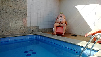 My sister-in-law thought she was alone at home so I caught her masturbating in the pool, I couldn't resist and went to help her