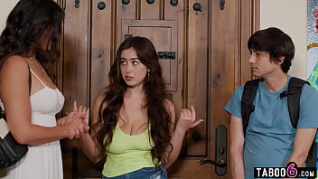 Stepniece catches stepmom and stepson fucking and wants to join them