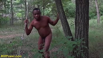 Busty milf outdoor fucked by crazy bushman