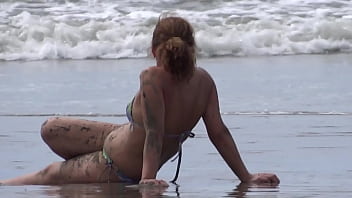 Vacation on the beach, stepson's cock stops while he records me