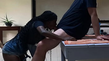 Nikki invites Louis for a quick fuck on the coffee table