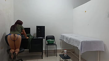 Blind and lame patient hears the moans of a horny nurse while masturbating in the health center