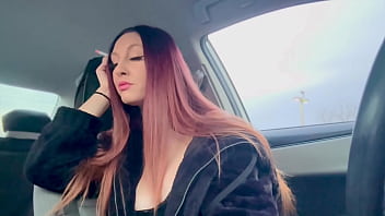 Big tits Long hair Artemisia Love Smoking session in the car