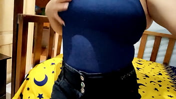 Busty gets excited because she knows it's carnival and they're going to fuck her tomorrow, that's why she touches her tits very sensually