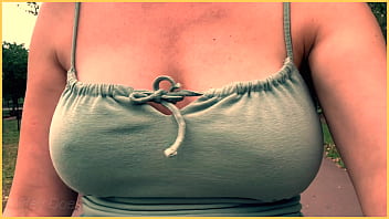 Wife flashes her tits in risky public dare