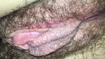 Beautiful milf hairy pussy masturbating - homemade close up