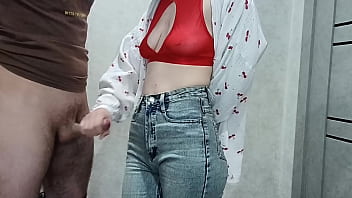 Sexy stepmom jerks off stepson's cock