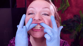 ASMR: I touch my face and teeth with medical gloves
