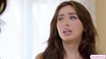 Big tits stepdaughter fucking brunette stepmom with dildo