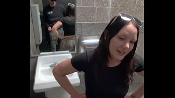 Slut Wife Sneaking in Gas Station Restroom to get FUCKED