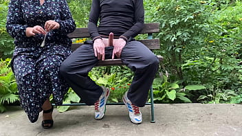 MILF stepmom milked her stepson outdoors in a condom