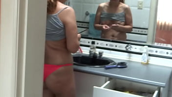 My wife's agrees to show off and masturbate in front of me and I cum on her big ass