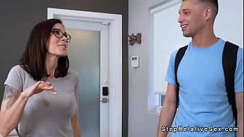 Stunning stepmom fucks with stepson in bed