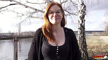 GERMAN SCOUT - Glasses Ginger Redheadh MILF Mona Einhorny First Time Porn at Hard Casting