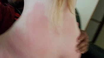 MILF PAWG slave riding Black Master's cock after being whipped