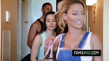 Slutty stepmom Isabelle Deltore fucks with her stepson and his girlfriend Aria Lee