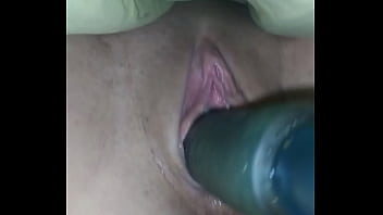 Fuckin my wet pussy homemade dildo
