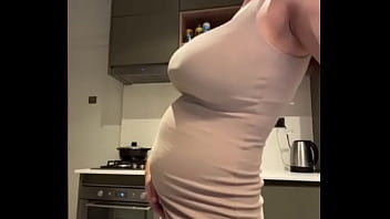 My stepmom with big milky tits fondles her pussy