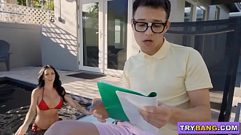 BANGBROS - Big Tit MILF Danae Mari Interrupts Nerdy Stepson's Study Session For Sex