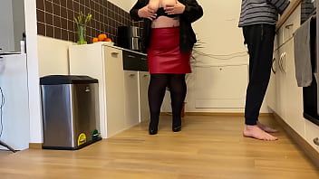 Busty mother in law takes warm cum from behind