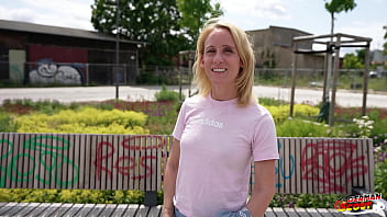 GERMAN SCOUT - Skinny Mature Melisa Rose Pick Up for no Condom Casting Fuck