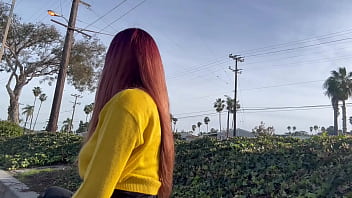 Public Artemisia Love Outdoor smoke sesh long hair fetish