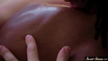 Glam ebony teen fucked while bathing