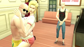 Numero 18 androide entrenada sexualmente por el maestro roshi pervertido al frente de su marido cornudo dragon ball hentai