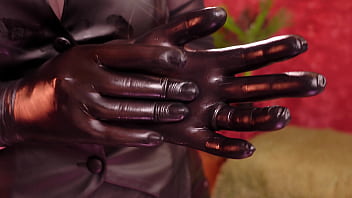 ASMR nitrile gloves and oil.