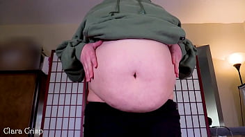 Worship My Soft Jiggly Belly | Squeezing Dropping and Bouncing to Make This Chubby Belly Ripple | Clara Crisp Shows Off Soft Round Belly