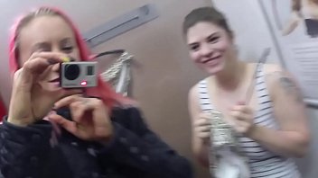 Girls have sex in changing rooms in public