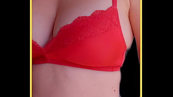 WIIFE stuns in amazing red lacey bra