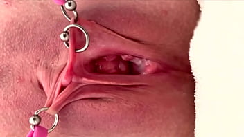 Pulling and Stretching My Pierced Clit and Pushing my Pussy to Pee