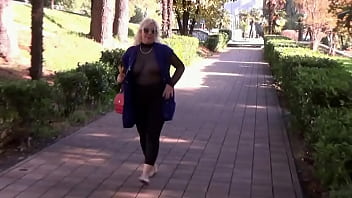 Nylon boobs in public