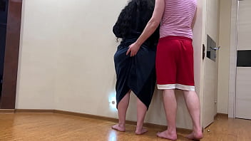 An old woman with curvy forms is shy when she asks for sex