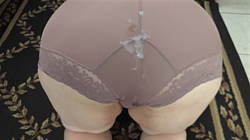 Mature white fat ass bbw busty milf dress up in sexy booty shorts leggings and working out, then gets lots of black cum on her ass