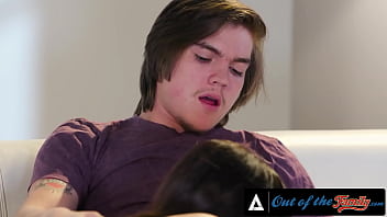 OUT OF THE FAMILY - Perfect Tits Stepmom Bounces A Lot While Riding Stepson's Dick During A Movie