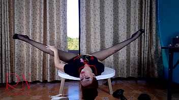 Nice lady in pantyhose and heels. Striptease at the round table 31