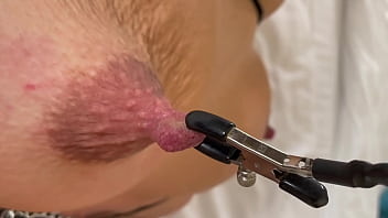 He Play Hard with my Hard Dark Nipples Squeezes and Stretches when Im Bondage