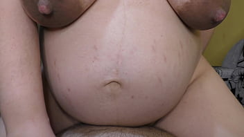 Dominant wife with a big pregnant belly makes me creampie her pussy in one minute in cowgirl position