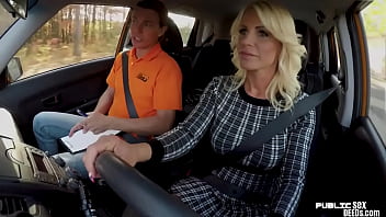 Busty milf publicly riding driving instructor