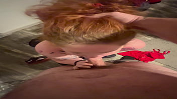 Ginger Milf gagged while on her knees