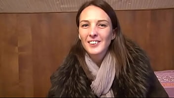 Trashy brunette from France gets sodomized and jizzed in mouth