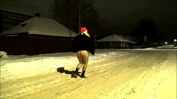 Cheeky Cat walks New Years Eve without panties