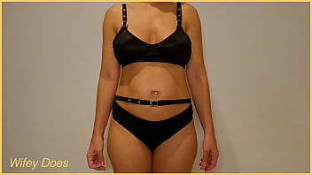 Wife in sexy black lingerie