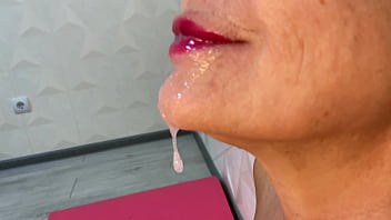 Fast deep throat to empty balls right in stepmoms mouth .