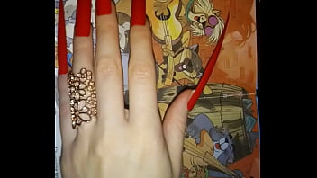 Scrap red long extreme nails Lady Lee (video short version)