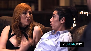 Curvy redhead wife Lauren Phillips fucks with her husband's bff while he watches them