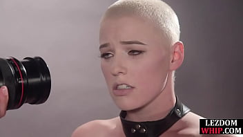 Bald blonde babe with big tits gets fingered and anal fuck