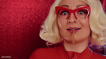 ASMR mukbang latex eating video - Arya Grander in braces